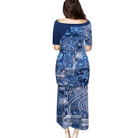 Africa Floral mix Maasai Shuka Puletasi Blue Moitf - Wonder Print Shop
