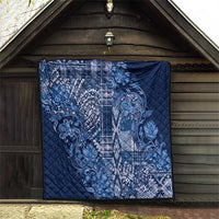 Africa Floral mix Maasai Shuka Quilt Blue Moitf - Wonder Print Shop