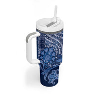 Africa Floral mix Maasai Shuka Tumbler With Handle Blue Moitf - Wonder Print Shop