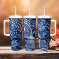 Africa Floral mix Maasai Shuka Tumbler With Handle Blue Moitf - Wonder Print Shop