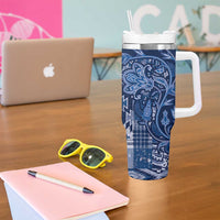 Africa Floral mix Maasai Shuka Tumbler With Handle Blue Moitf - Wonder Print Shop