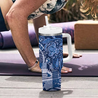 Africa Floral mix Maasai Shuka Tumbler With Handle Blue Moitf - Wonder Print Shop