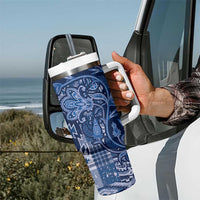 Africa Floral mix Maasai Shuka Tumbler With Handle Blue Moitf - Wonder Print Shop