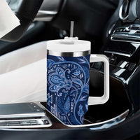 Africa Floral mix Maasai Shuka Tumbler With Handle Blue Moitf - Wonder Print Shop