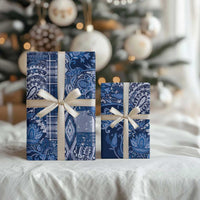 Africa Floral mix Maasai Shuka Wrapping Paper Blue Moitf - Wonder Print Shop