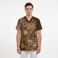 Africa Floral mix Maasai Shuka Scrub Top Gold Moitf