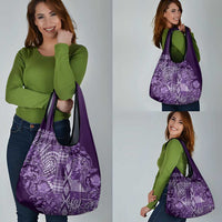 Africa Floral mix Maasai Shuka Grocery Bag Purple Moitf