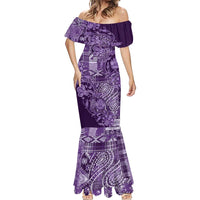 Africa Floral mix Maasai Shuka Mermaid Dress Purple Moitf - Wonder Print Shop