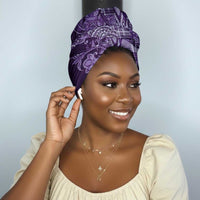 Africa Floral mix Maasai Shuka Simple Headwrap Purple Moitf