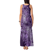 Africa Floral mix Maasai Shuka Tank Maxi Dress Purple Moitf - Wonder Print Shop