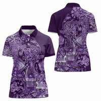 Africa Floral mix Maasai Shuka Women Polo Shirt Purple Moitf - Wonder Print Shop