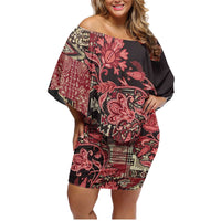 Africa Floral mix Maasai Shuka Family Matching Off Shoulder Short Dress and Hawaiian Shirt Red Moitf LT9 - Wonder Print Shop