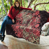 Africa Floral mix Maasai Shuka Quilt Red Moitf - Wonder Print Shop