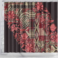 Africa Floral mix Maasai Shuka Shower Curtain Red Moitf