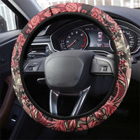 Africa Floral mix Maasai Shuka Steering Wheel Cover Red Moitf - Wonder Print Shop