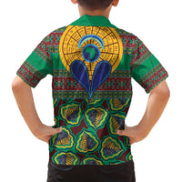 African Pattern Traditional Kanga Style Family Matching Off The Shoulder Long Sleeve Dress and Hawaiian Shirt - Wonder Print Shop