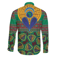 African Pattern Traditional Kanga Style Family Matching Off The Shoulder Long Sleeve Dress and Hawaiian Shirt - Wonder Print Shop