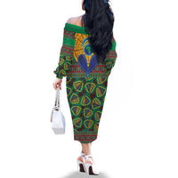 African Pattern Traditional Kanga Style Family Matching Off The Shoulder Long Sleeve Dress and Hawaiian Shirt - Wonder Print Shop