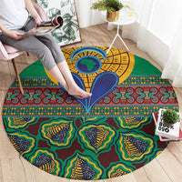 African Pattern Traditional Kanga Style Round Carpet