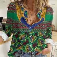 African Pattern Traditional Kanga Style Women Casual Shirt - Wonder Print Shop