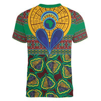 African Pattern Traditional Kanga Style Women V-Neck T-Shirt - Wonder Print Shop