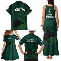 Pakistan Cricket Helmet Family Matching Tank Maxi Dress and Hawaiian Shirt Proud Shaheen Falcon Star and Crescent - Wonder Print Shop