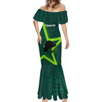 Pakistan Cricket Helmet Mermaid Dress Proud Shaheen Falcon Star and Crescent - Wonder Print Shop