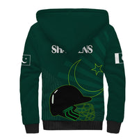 Pakistan Cricket Helmet Sherpa Hoodie Proud Shaheen Falcon Star and Crescent - Wonder Print Shop