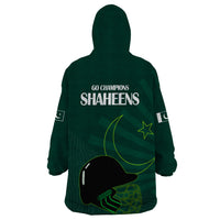 Pakistan Cricket Helmet Wearable Blanket Hoodie Proud Shaheen Falcon Star and Crescent - Wonder Print Shop
