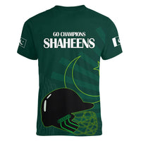 Pakistan Cricket Helmet Women V Neck T Shirt Proud Shaheen Falcon Star and Crescent - Wonder Print Shop