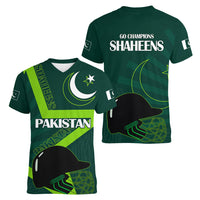 Pakistan Cricket Helmet Women V Neck T Shirt Proud Shaheen Falcon Star and Crescent - Wonder Print Shop