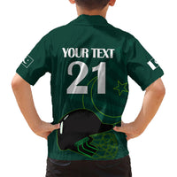 Custom Pakistan Cricket Helmet Family Matching Short Sleeve Bodycon Dress and Hawaiian Shirt Proud Shaheen Falcon Star and Crescent - Wonder Print Shop