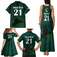 Custom Pakistan Cricket Helmet Family Matching Tank Maxi Dress and Hawaiian Shirt Proud Shaheen Falcon Star and Crescent - Wonder Print Shop