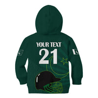 Custom Pakistan Cricket Helmet Kid Hoodie Proud Shaheen Falcon Star and Crescent - Wonder Print Shop