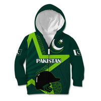 Custom Pakistan Cricket Helmet Kid Hoodie Proud Shaheen Falcon Star and Crescent - Wonder Print Shop