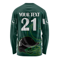 Custom Pakistan Cricket Helmet Long Sleeve Shirt Proud Shaheen Falcon Star and Crescent - Wonder Print Shop