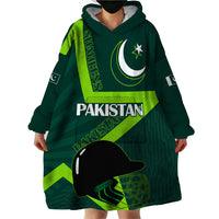 Custom Pakistan Cricket Helmet Wearable Blanket Hoodie Proud Shaheen Falcon Star and Crescent - Wonder Print Shop