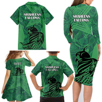 Pakistan Cricket Family Matching Long Sleeve Bodycon Dress and Hawaiian Shirt Go Falcon World Cup 2023 Sporty Style LT9 - Wonder Print Shop