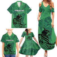 Pakistan Cricket Family Matching Summer Maxi Dress and Hawaiian Shirt Go Falcon World Cup 2023 Sporty Style - Wonder Print Shop