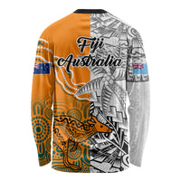 Fiji Australia Rugby Long Sleeve Shirt World Cup 2023 Polynesia Tapa Mixed Indigenous Aboriginal - Wonder Print Shop