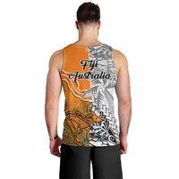 Fiji Australia Rugby Men Tank Top World Cup 2023 Polynesia Tapa Mixed Indigenous Aboriginal - Wonder Print Shop