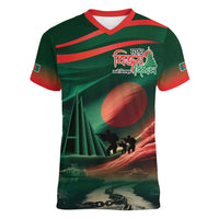 Bangladesh Victory Day Women V-Neck T-Shirt National Martyrs' Memorial - Wonder Print Shop