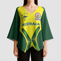 Custom Australia Cricket Spirit 2026 Kimono Sleeve Blouse World T20 Edition - Wonder Print Shop