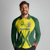 Custom Australia Cricket Spirit 2026 Long Sleeve Polo Shirt World T20 Edition - Wonder Print Shop