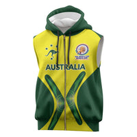 Custom Australia Cricket Spirit 2026 Sleeveless Zip Hoodie World T20 Edition - Wonder Print Shop