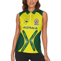 Custom Australia Cricket Spirit 2026 Women Sleeveless Polo Shirt World T20 Edition - Wonder Print Shop