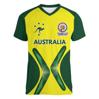 Custom Australia Cricket Spirit 2026 Women V-Neck T-Shirt World T20 Edition - Wonder Print Shop