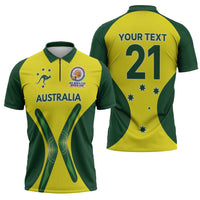 Custom Australia Cricket Spirit 2026 Zipper Polo Shirt World T20 Edition - Wonder Print Shop