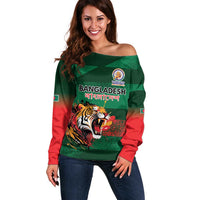 Custom Bangladesh Cricket Spirit 2026 Off Shoulder Sweater World T20 Edition - Rising Sun - Wonder Print Shop