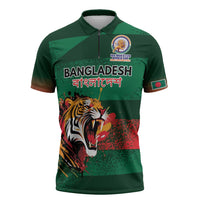 Custom Bangladesh Cricket Spirit 2026 Zipper Polo Shirt World T20 Edition - Rising Sun - Wonder Print Shop